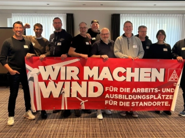 Geballte Vestas-Grüße mit klarer Botschaft vom Betriebsrätenetzwerk Wind